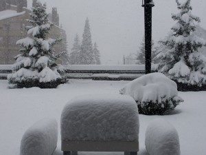 Hotel TucBlanc. Bancs nevats a la nostra terrassa 